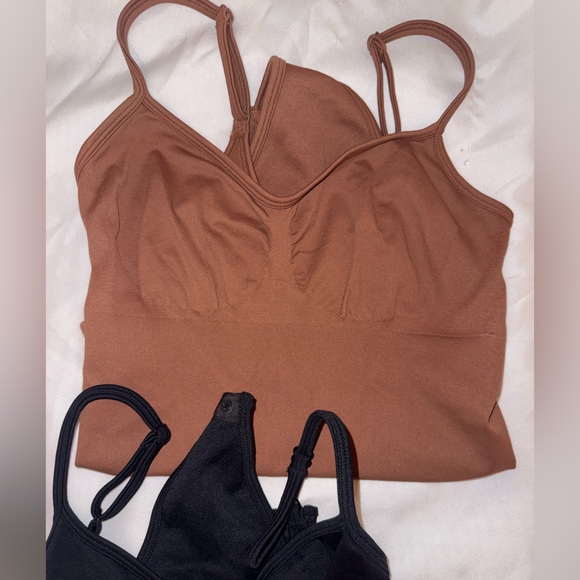 3 NWOT Women's Bodysuit Cami Tank Tops in Brown, Black & Cream OQQ size large - Picture 5 of 9